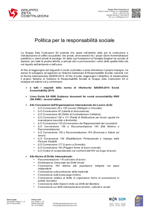 Politica responsabilità sociale