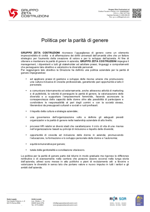 Politica per la parità di genere